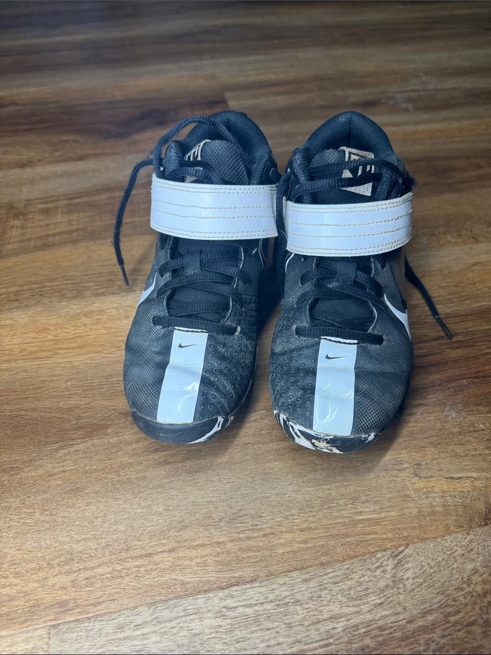 Nike Trout Black and White Mid Football Cleats with Ankle Strap